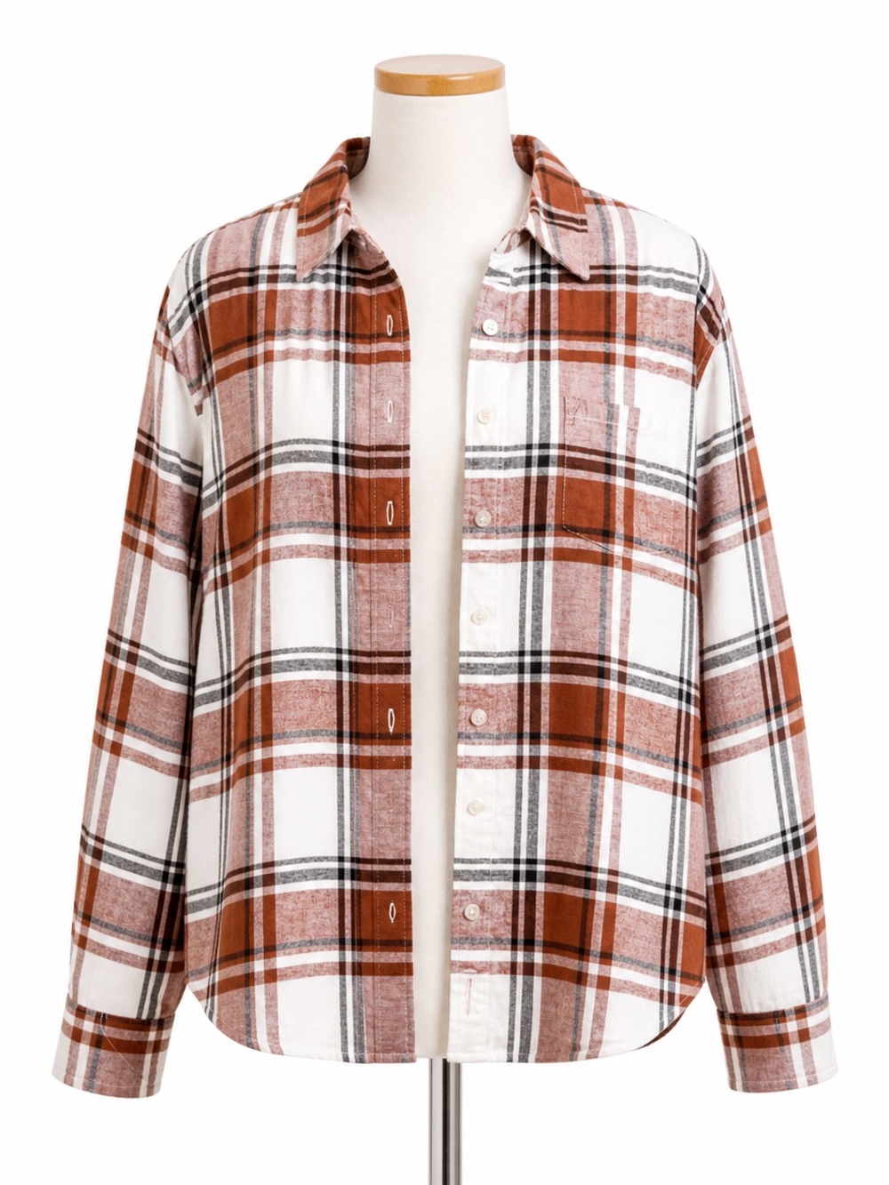 Weatherproof Rust and White Plaid Shirt